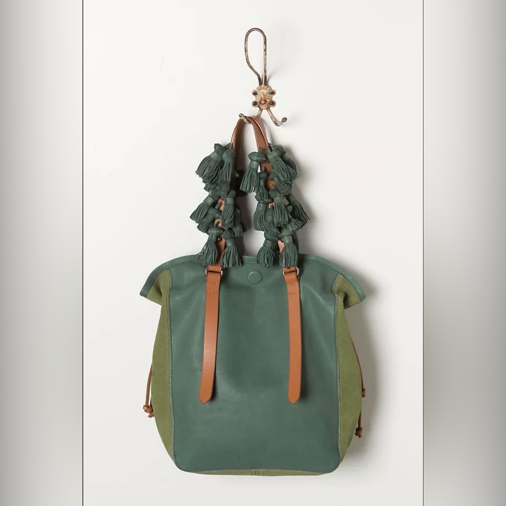 Anthropologie Cypress Tassel Tote Bag Handbag Excellent Pre-Owned Condition